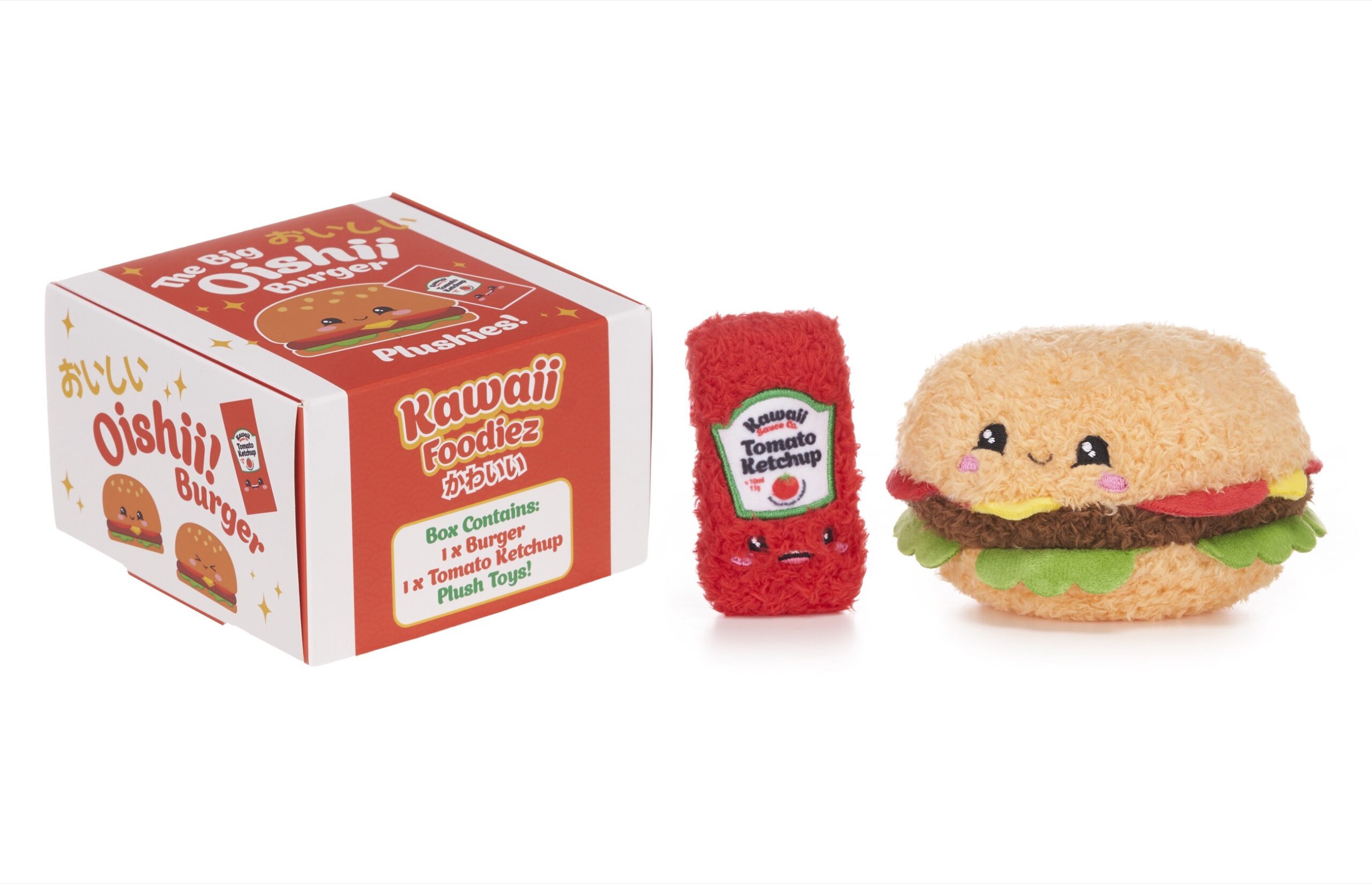 KAWAII Foodies BURGER & KETCHUP Peluche 10cm – IN BOX (2pz)…x48